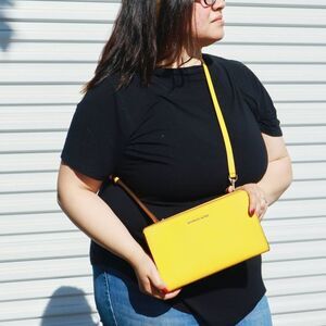 NWT Michael Kors Jet Set Travel Large Crossbody Clutch Bag SUN